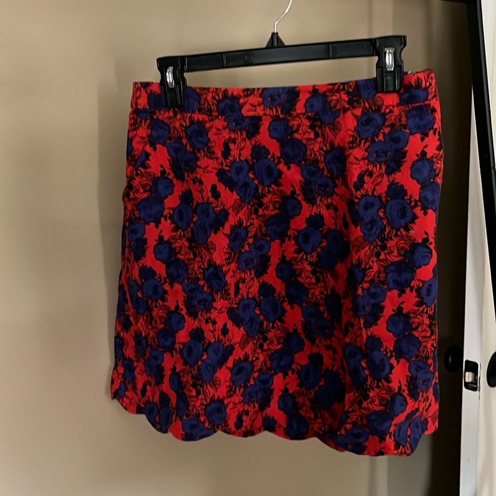 Red and blue mini skirt with pockets